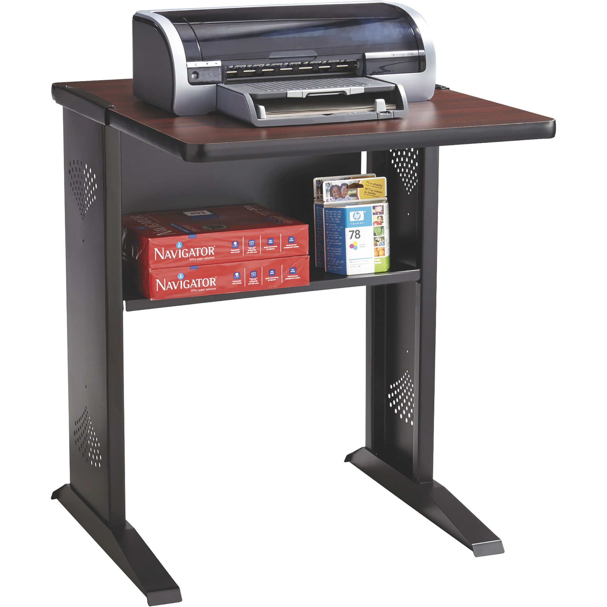 Safco Reversible Top Fax/Printer Stand, Mahogany and Oak, Model# 62179